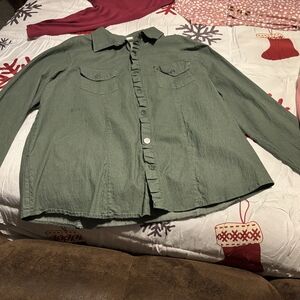 Women's Green Button Down Shirt